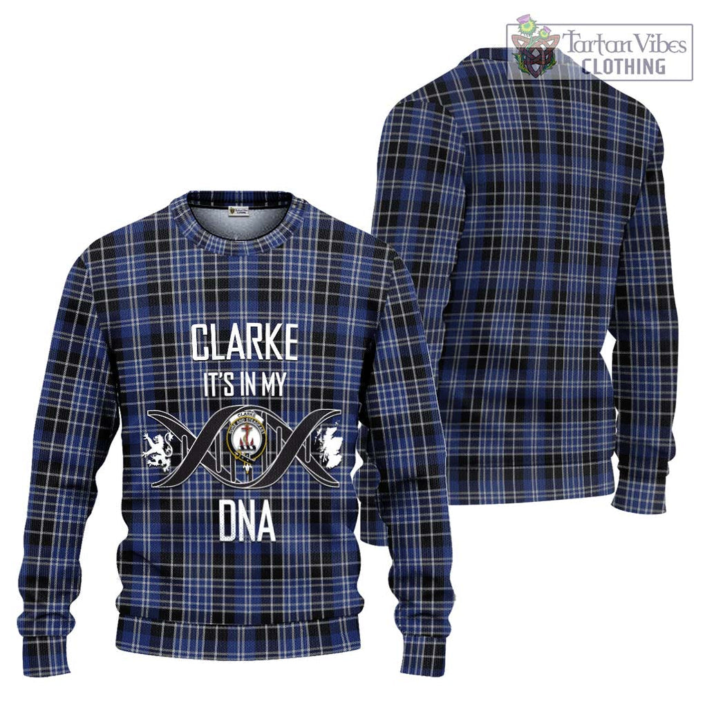 Clarke Tartan Ugly Sweater with Family Crest DNA In Me Style Unisex - Tartan Vibes Clothing