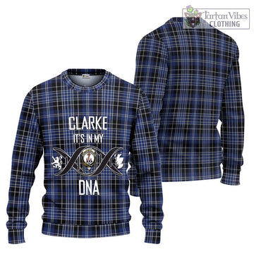 Clarke Tartan Ugly Sweater with Family Crest DNA In Me Style Unisex - Tartan Vibes Clothing
