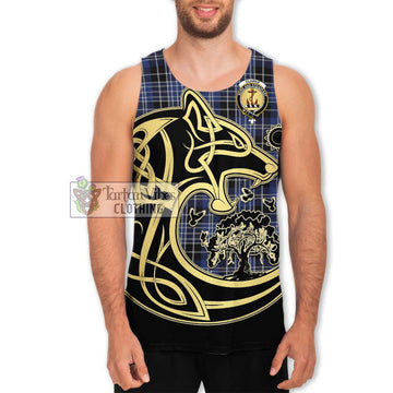 Clarke Tartan Men's Tank Top with Family Crest Celtic Wolf Style Men - Tartan Vibes Clothing