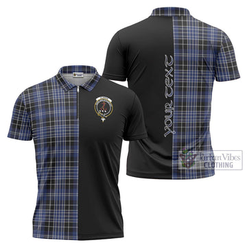 Clarke Tartan Zipper Polo Shirt with Family Crest and Half Of Me Style Unisex - Tartan Vibes Clothing