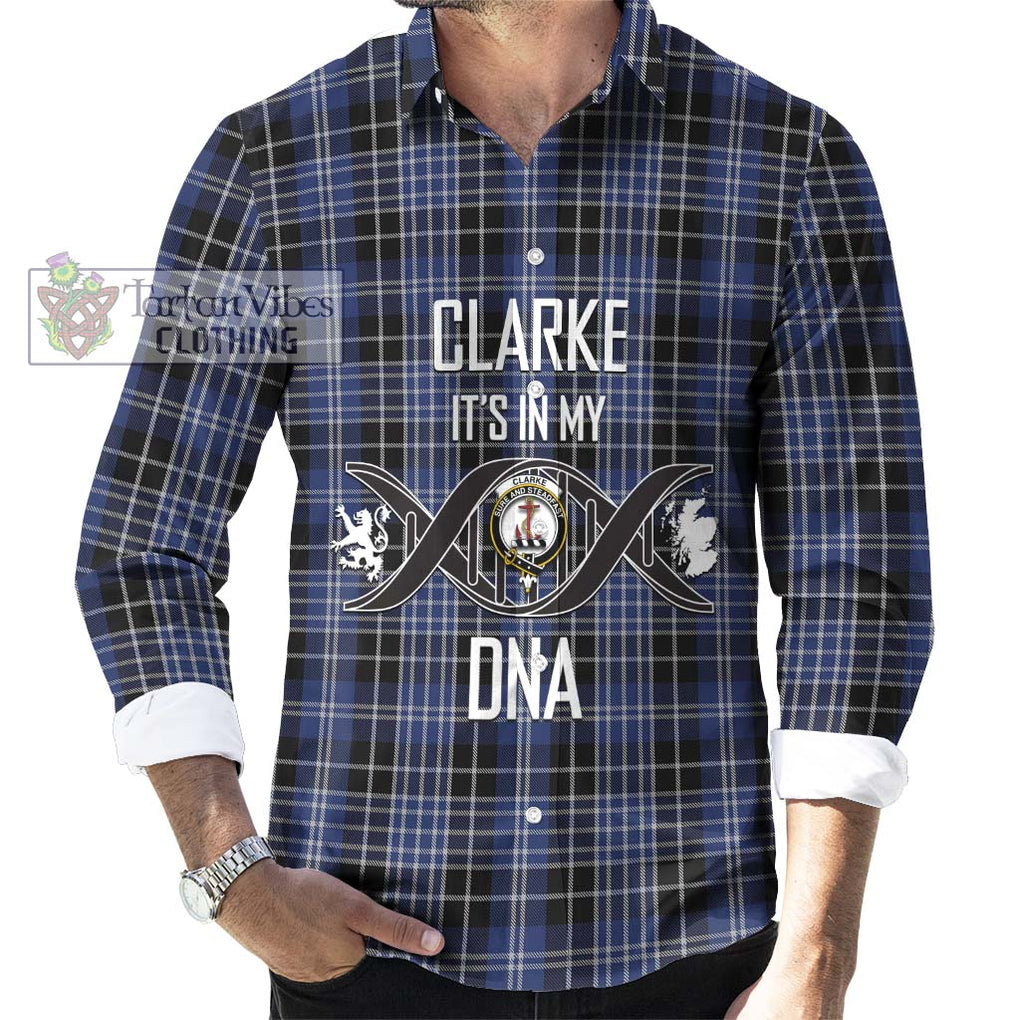Clarke Tartan Long Sleeve Button Shirt with Family Crest DNA In Me Style Men's Shirt S - Tartanvibesclothing Shop