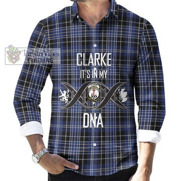 Clarke Tartan Long Sleeve Button Shirt with Family Crest DNA In Me Style Men's Shirt S - Tartanvibesclothing Shop