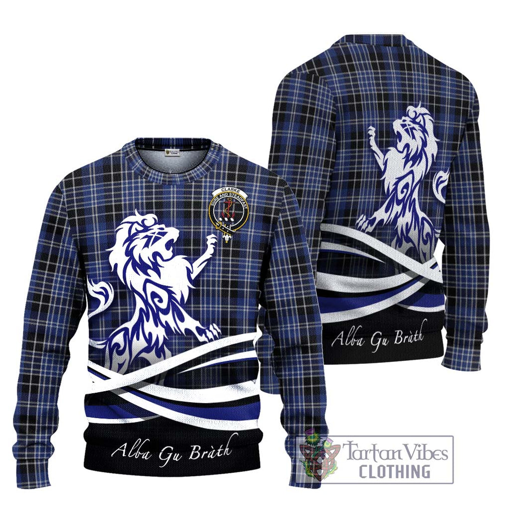 Clarke Tartan Ugly Sweater with Alba Gu Brath Regal Lion Emblem Unisex - Tartan Vibes Clothing