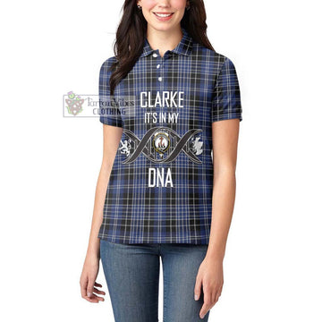 Clarke Tartan Women's Polo Shirt with Family Crest DNA In Me Style Women - Tartan Vibes Clothing