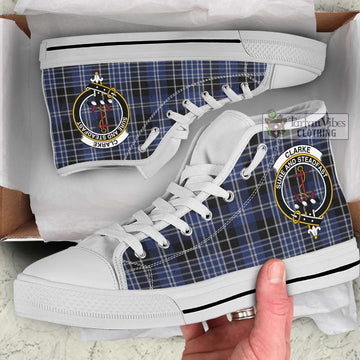 Clarke Tartan High Top Shoes with Family Crest Kid High Top - White Sole - Tartan Vibes Clothing
