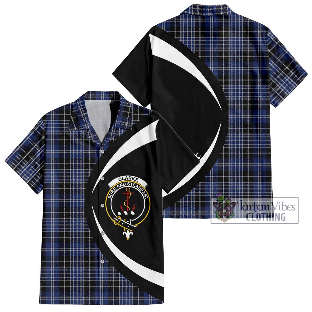 Clarke Tartan Hawaiian Shirt with Family Crest Circle Style Kid - Tartan Vibes Clothing