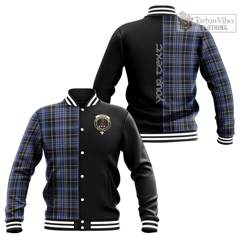 Clarke Tartan Baseball Jacket with Family Crest and Half Of Me Style Unisex - Tartan Vibes Clothing