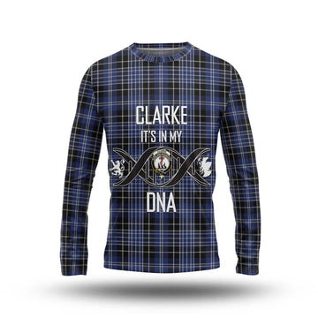 Clarke Tartan Long Sleeve T-Shirt with Family Crest DNA In Me Style Unisex - Tartan Vibes Clothing