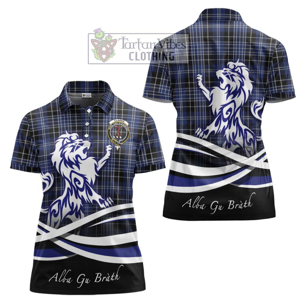 Clarke Tartan Women's Polo Shirt with Alba Gu Brath Regal Lion Emblem Women - Tartan Vibes Clothing
