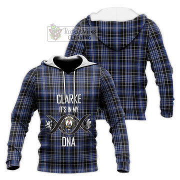 Clarke Tartan Knitted Hoodie with Family Crest DNA In Me Style Unisex Knitted Pullover Hoodie - Tartan Vibes Clothing