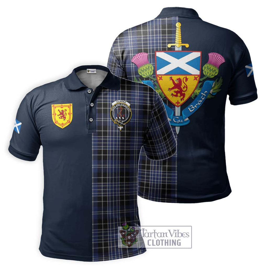 Clarke Tartan Polo Shirt Alba with Scottish Lion Royal Arm Half Style Kid - Tartan Vibes Clothing