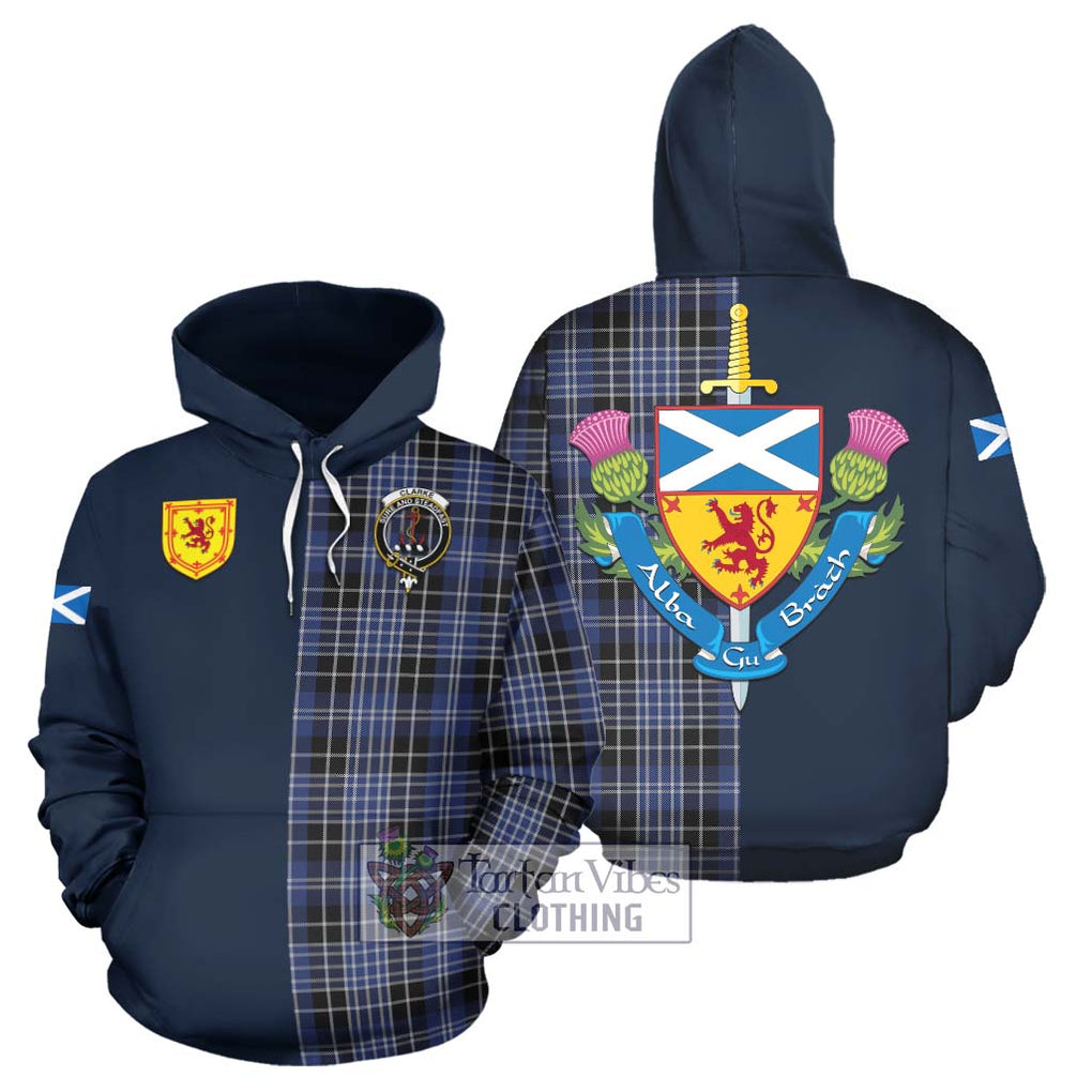 Clarke Tartan Hoodie Alba with Scottish Lion Royal Arm Half Style Zip Hoodie - Tartan Vibes Clothing