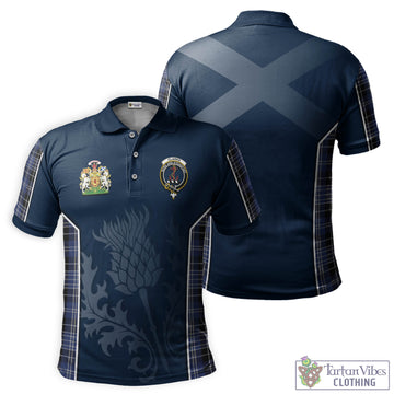 Clarke Tartan Men's Polo Shirt with Family Crest and Scottish Thistle Vibes Sport Style