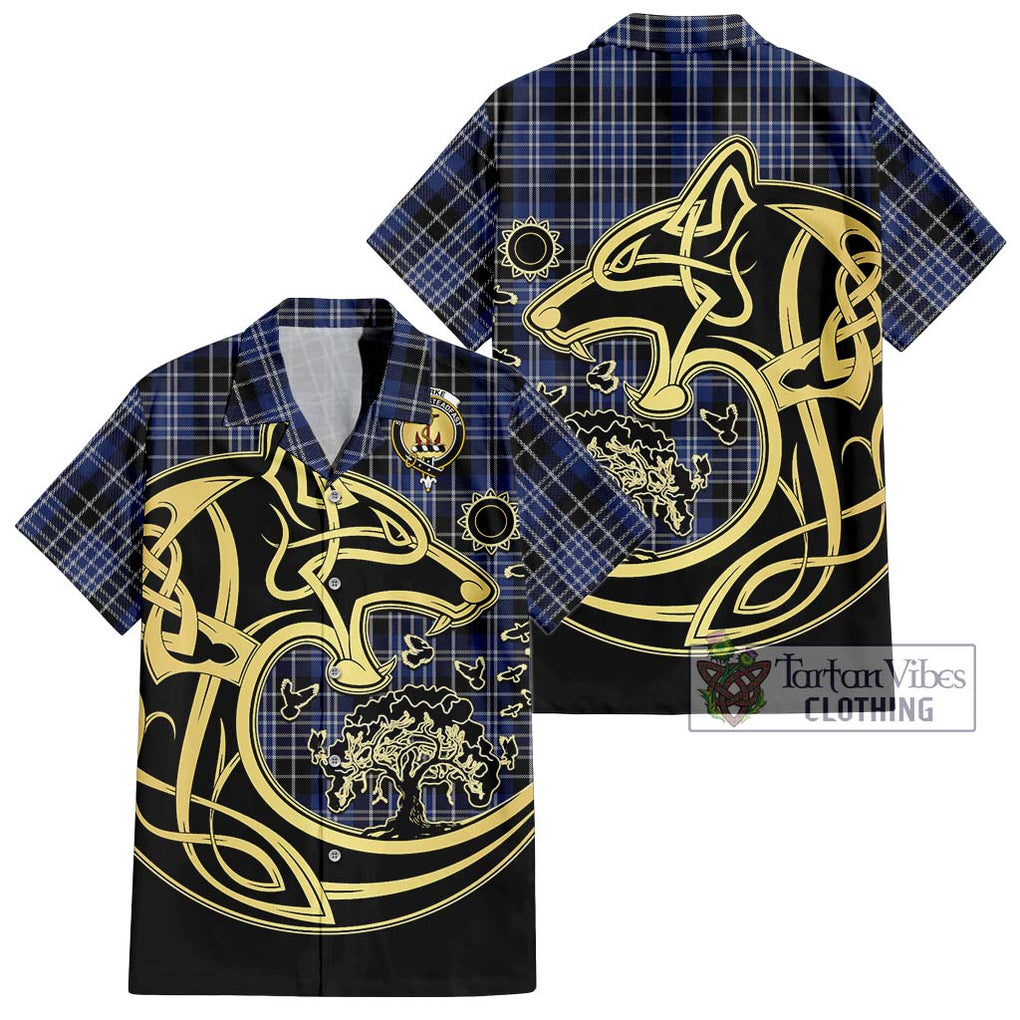 Clarke Tartan Hawaiian Shirt with Family Crest Celtic Wolf Style Kid - Tartan Vibes Clothing