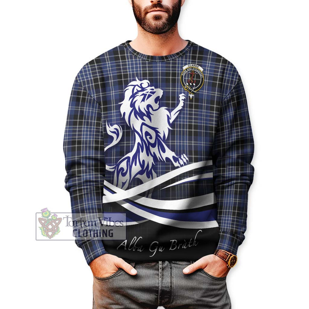 Clarke Tartan Sweatshirt with Alba Gu Brath Regal Lion Emblem Unisex - Tartan Vibes Clothing