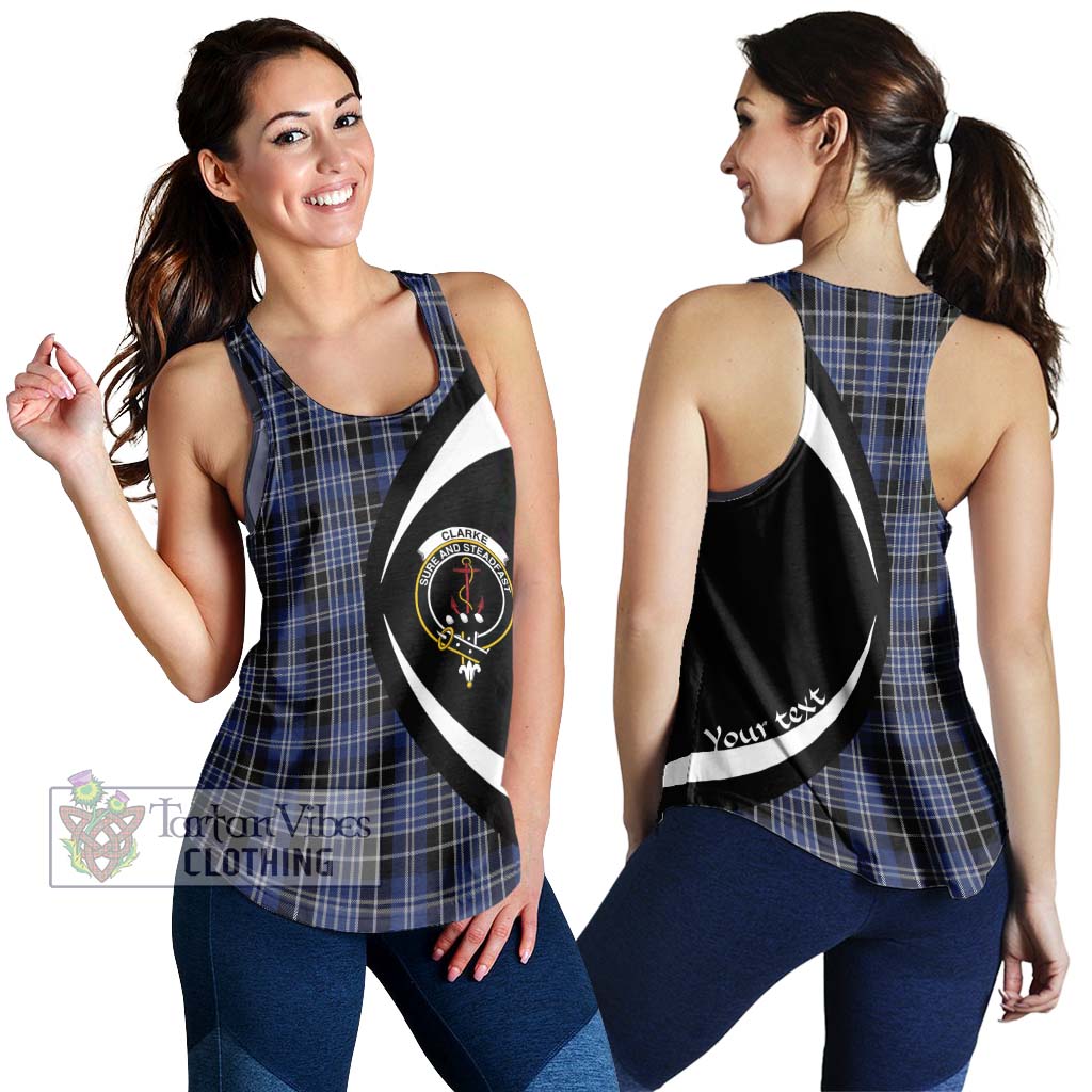 Clarke Tartan Women's Racerback Tanks with Family Crest Circle Style 4XL - Tartan Vibes Clothing