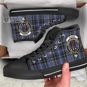 Clarke Tartan High Top Shoes with Family Crest - Tartan Vibes Clothing