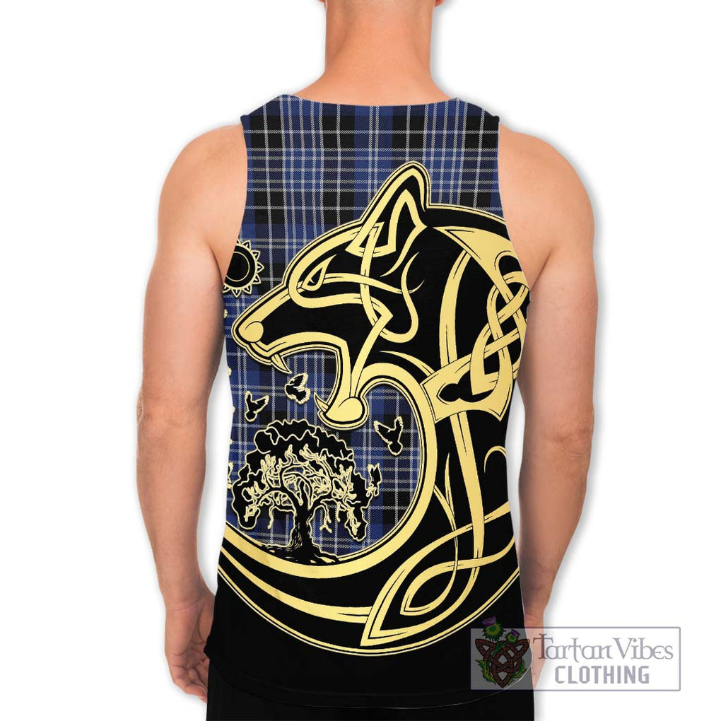 Clarke Tartan Men's Tank Top with Family Crest Celtic Wolf Style - Tartan Vibes Clothing
