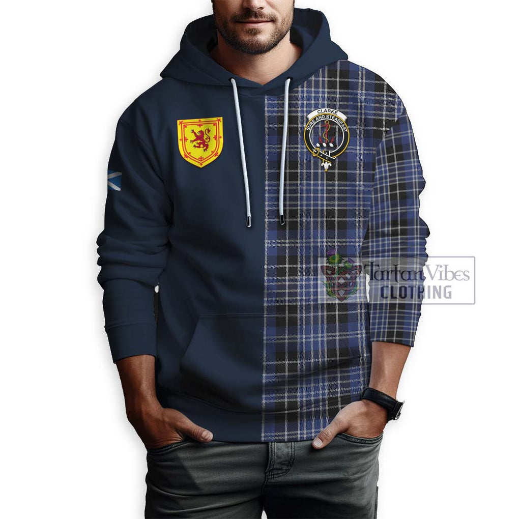 Clarke Tartan Hoodie Alba with Scottish Lion Royal Arm Half Style - Tartan Vibes Clothing