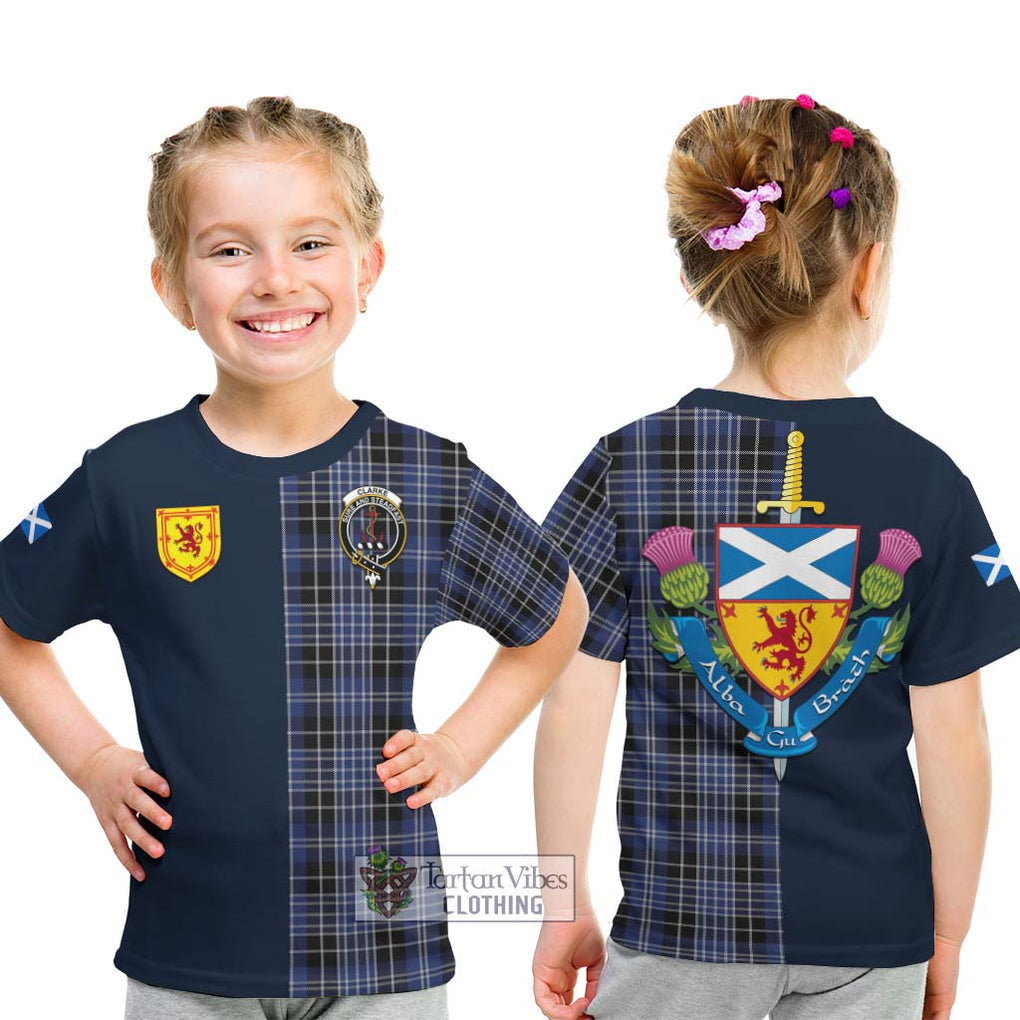Clarke Tartan Kid T-Shirt Alba with Scottish Lion Royal Arm Half Style - Tartan Vibes Clothing