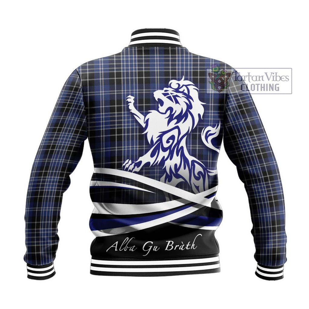 Clarke Tartan Baseball Jacket with Alba Gu Brath Regal Lion Emblem - Tartan Vibes Clothing