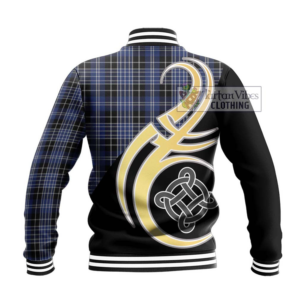 Clarke Tartan Baseball Jacket with Family Crest and Celtic Symbol Style - Tartan Vibes Clothing