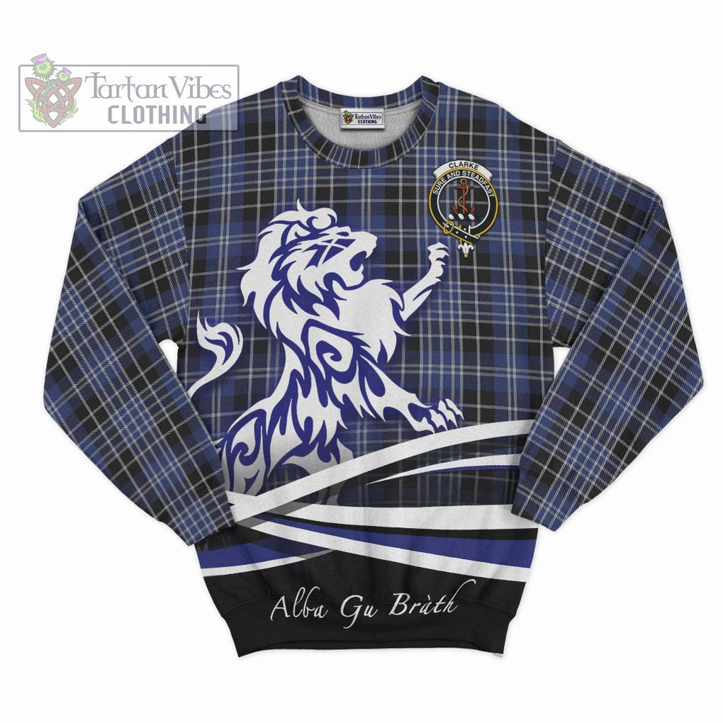 Clarke Tartan Sweatshirt with Alba Gu Brath Regal Lion Emblem - Tartan Vibes Clothing