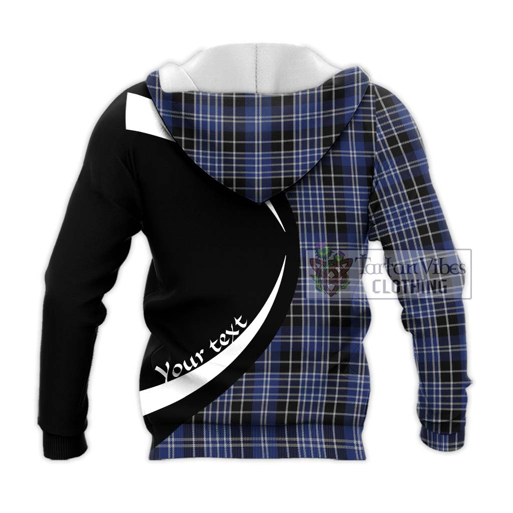 Clarke Tartan Knitted Hoodie with Family Crest Circle Style - Tartan Vibes Clothing