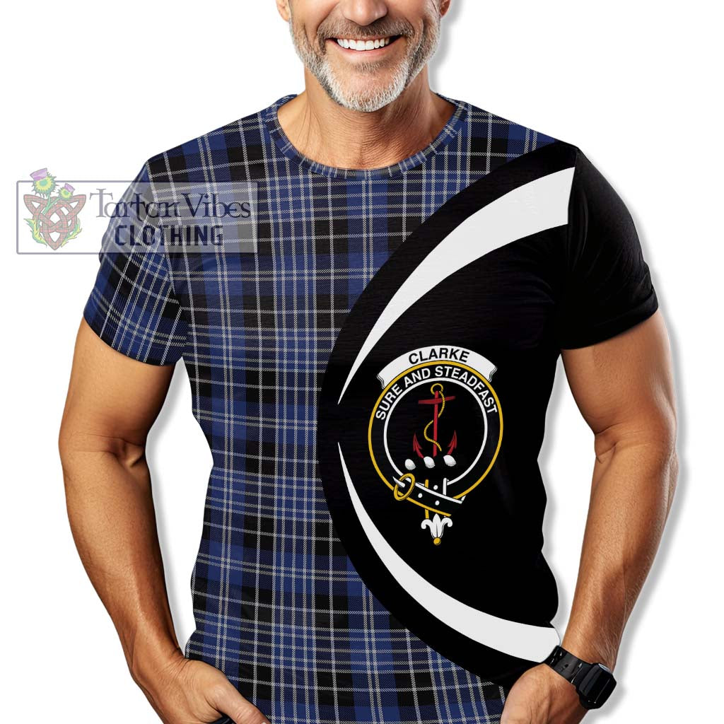Clarke Tartan T-Shirt with Family Crest Circle Style - Tartan Vibes Clothing