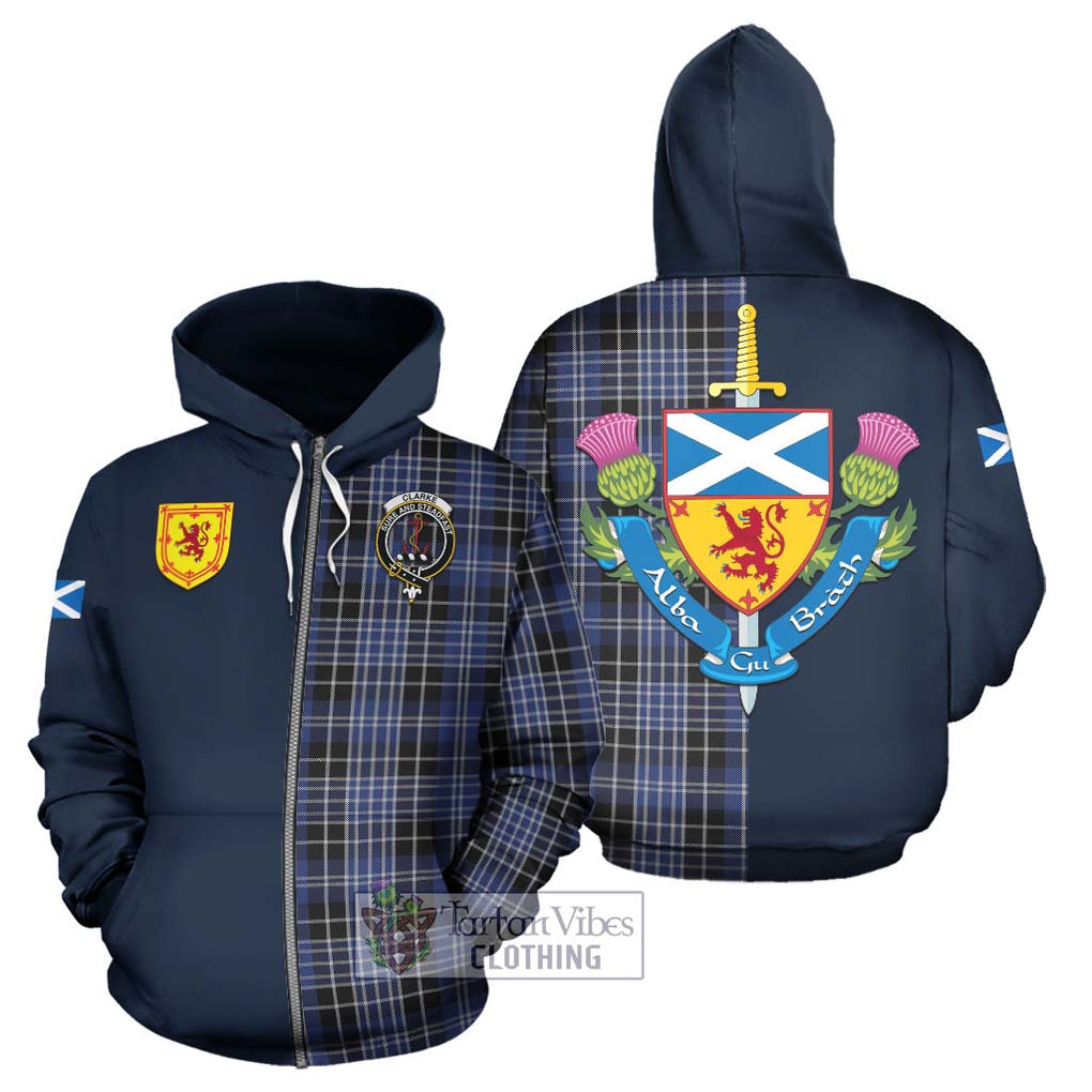 Clarke Tartan Hoodie Alba with Scottish Lion Royal Arm Half Style - Tartan Vibes Clothing