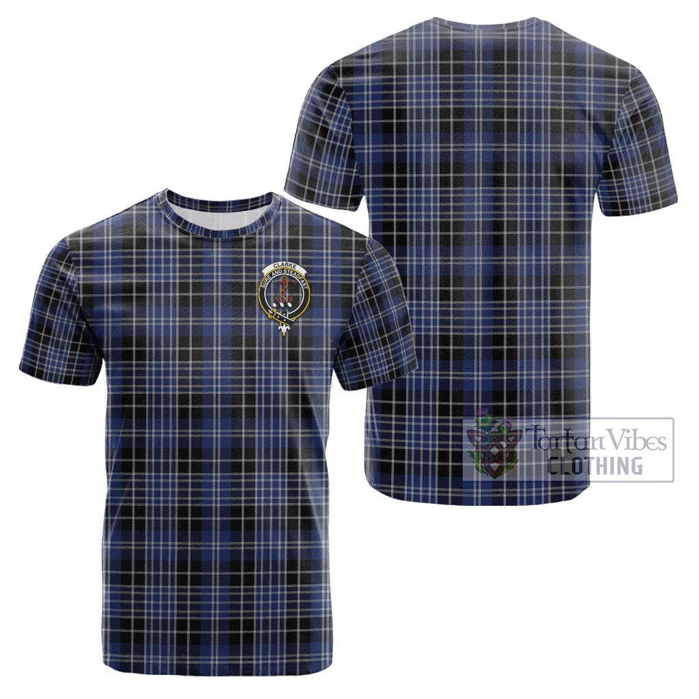 Clarke Tartan Cotton T-Shirt with Family Crest - Tartan Vibes Clothing
