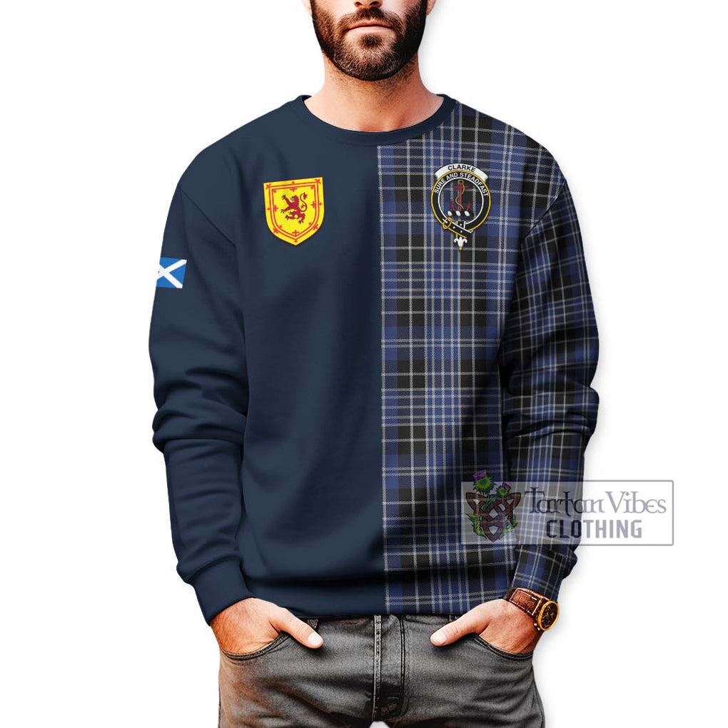 Clarke Tartan Sweatshirt Alba with Scottish Lion Royal Arm Half Style - Tartan Vibes Clothing