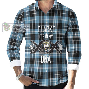 Clarke Ancient Tartan Long Sleeve Button Shirt with Family Crest DNA In Me Style Men's Shirt S - Tartanvibesclothing Shop