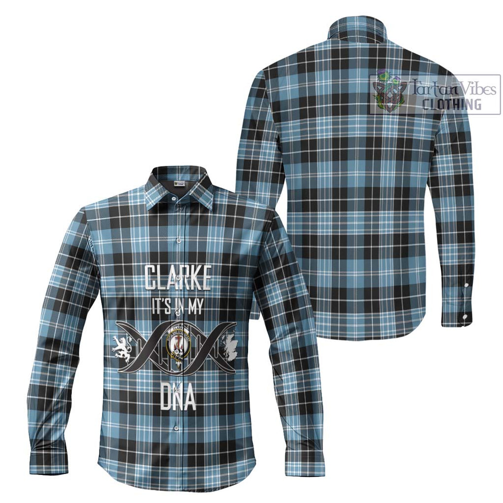 Clarke Ancient Tartan Long Sleeve Button Shirt with Family Crest DNA In Me Style Men's Shirt - Tartanvibesclothing Shop