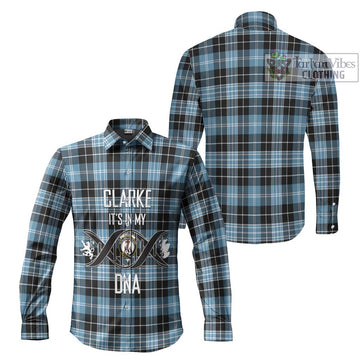 Clarke Ancient Tartan Long Sleeve Button Shirt with Family Crest DNA In Me Style Men's Shirt - Tartanvibesclothing Shop