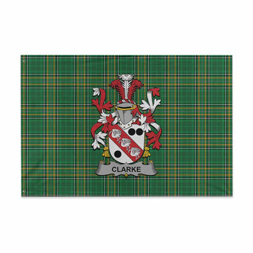 Clarke Irish Clan Tartan House Flag with Coat of Arms