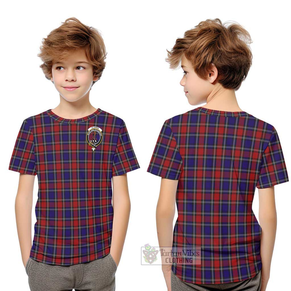 Clarke Red Tartan Kid T-Shirt with Family Crest Youth XL Size14 - Tartan Vibes Clothing