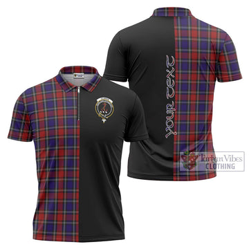 Clarke Red Tartan Zipper Polo Shirt with Family Crest and Half Of Me Style Unisex - Tartan Vibes Clothing
