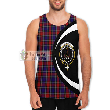 Clarke Red Tartan Men's Tank Top with Family Crest Circle Style Men - Tartan Vibes Clothing