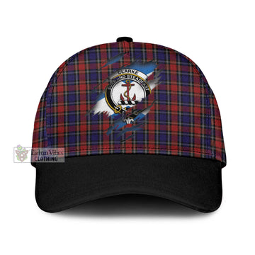 Tartan Vibes Clothing Clarke Red Tartan Classic Cap with Family Crest In Me Style