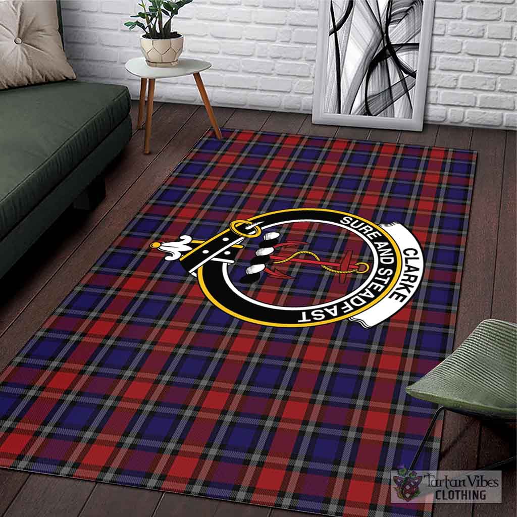 Clarke Red Tartan Area Rug with Family Crest L 59*86 inch (150x220 cm) - Tartan Vibes Clothing