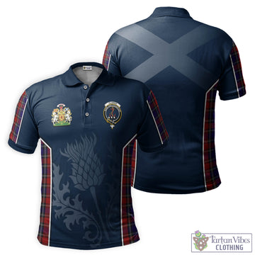 Clarke Red Tartan Men's Polo Shirt with Family Crest and Scottish Thistle Vibes Sport Style Kid - Tartan Vibes Clothing