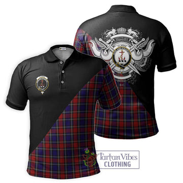 Clarke Red Tartan Polo Shirt with Family Crest and Military Logo Style Kid - Tartan Vibes Clothing
