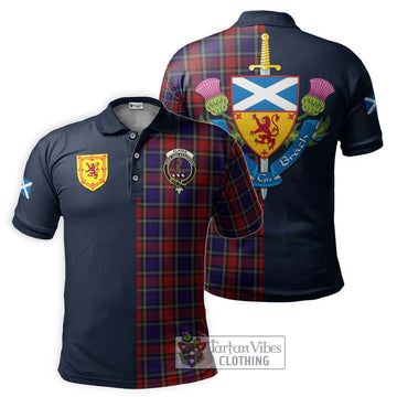Clarke Red Tartan Polo Shirt Alba with Scottish Lion Royal Arm Half Style Kid - Tartan Vibes Clothing