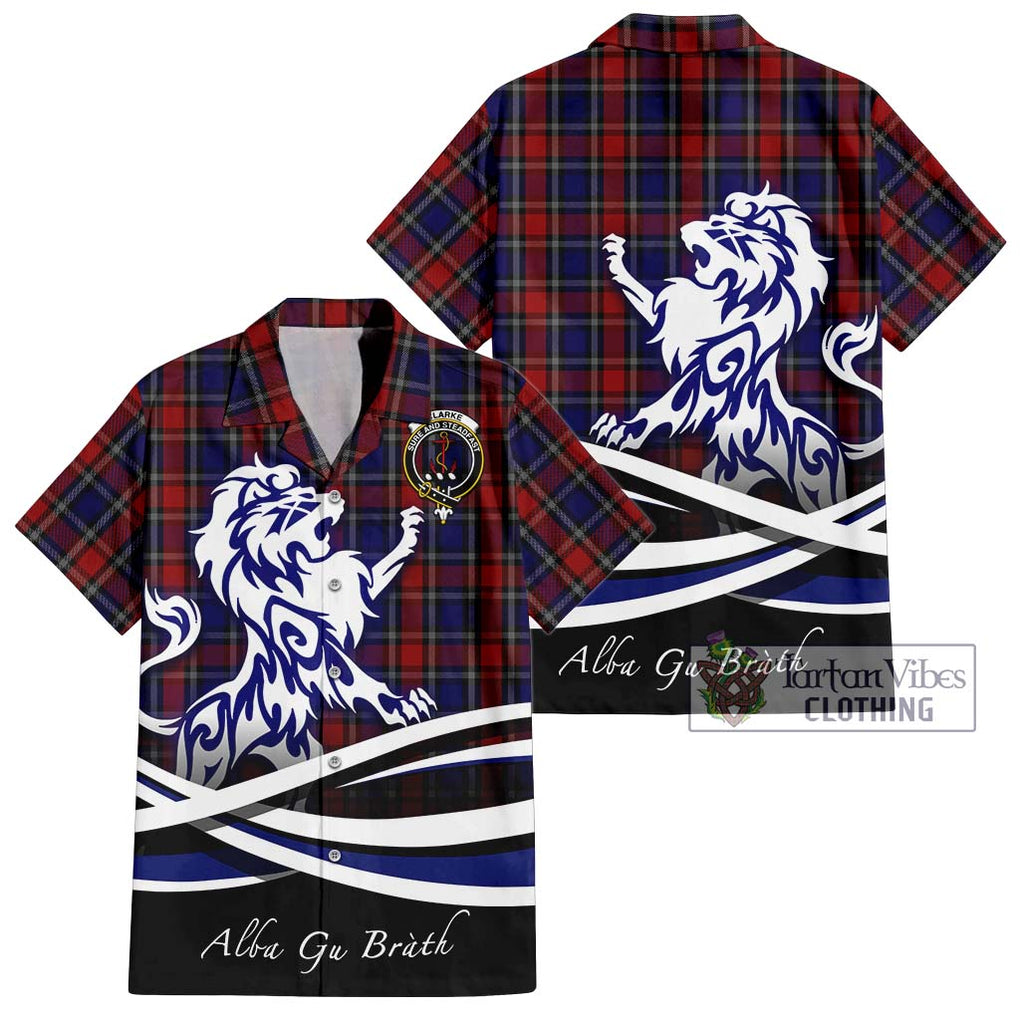 Clarke Red Tartan Hawaiian Shirt with Alba Gu Brath Regal Lion Emblem Kid - Tartan Vibes Clothing