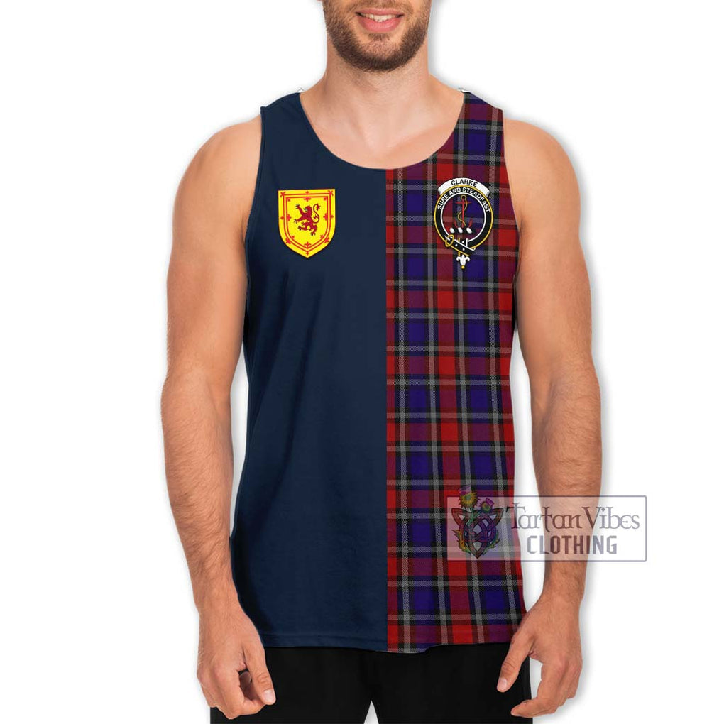 Clarke Red Tartan Men's Tank Top Alba with Scottish Lion Royal Arm Half Style Men - Tartan Vibes Clothing