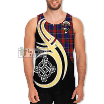 Clarke Red Tartan Men's Tank Top with Family Crest and Celtic Symbol Style Men - Tartan Vibes Clothing