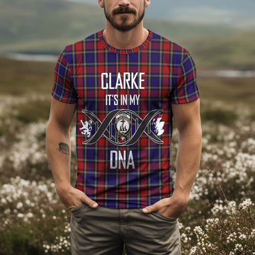 Clarke Red Tartan T-Shirt with Family Crest DNA In Me Style Kid's Shirt - Tartan Vibes Clothing
