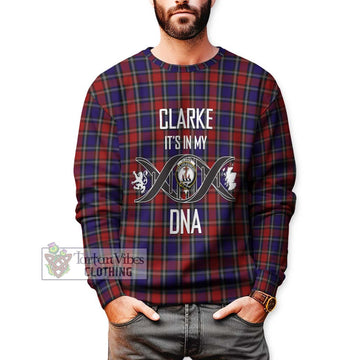 Clarke Red Tartan Sweatshirt with Family Crest DNA In Me Style Unisex - Tartan Vibes Clothing