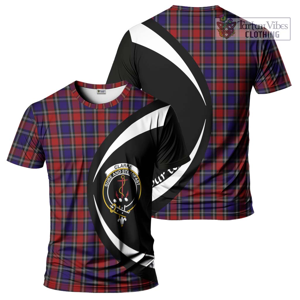 Clarke Red Tartan T-Shirt with Family Crest Circle Style Kid's Shirt - Tartan Vibes Clothing